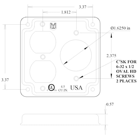 Mulberry Electrical Box Cover, Square, Steel, Raised Cover 11429